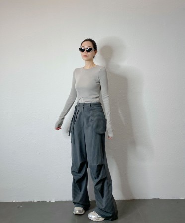 Grey Layer Ribbed Top #250313